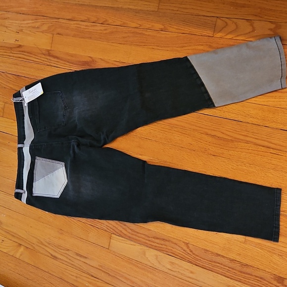 Dark Blue & Gray Patchwork Jeans, Sz XXL Stretch, Skinny, NWT - Picture 6 of 12